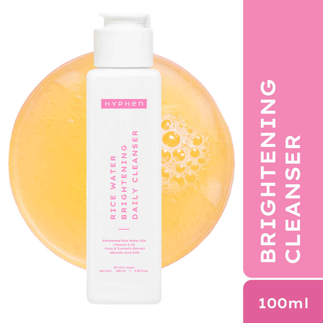 Buy Hyphen Rice Water Brightening Daily Cleanser | Brightens Skin, Reduces Dark Spots & Pigmentation |Gentle, Non-drying, Fragrance Free Formula - 100 ml - Purplle