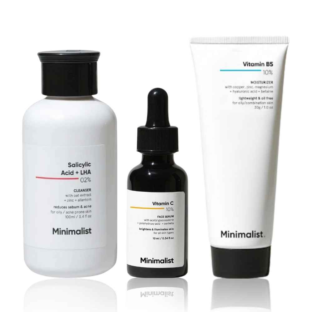 Buy Minimalist Skin Brightening CSM Mini Kit  : (Cleanser 100 ml) + Vitamin C Serum (10 ml) + Moisturizer (30gm) - Purplle