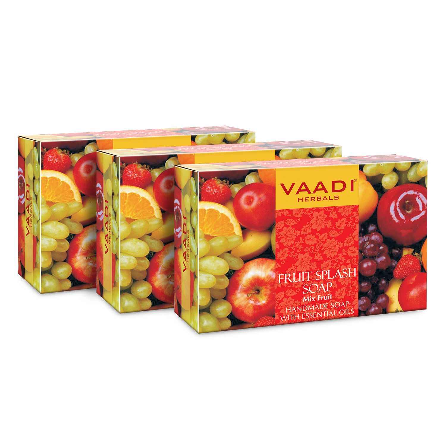 Buy Vaadi Herbals Fruit Splash Soap with Extracts of Orange, Peach, Green Apple & Lemon (75 g) (Pack of 3) - Purplle