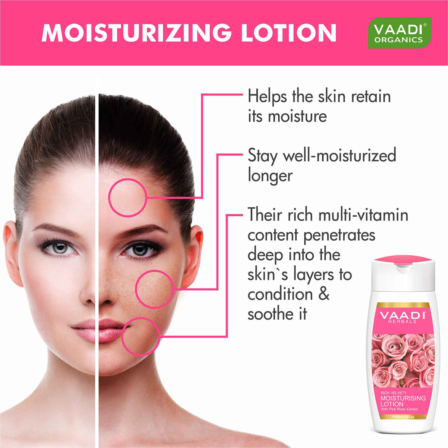 Buy Vaadi Herbals Rich Velvery Moisturising Lotion With Pink Rose Extract (110 ml) - Purplle