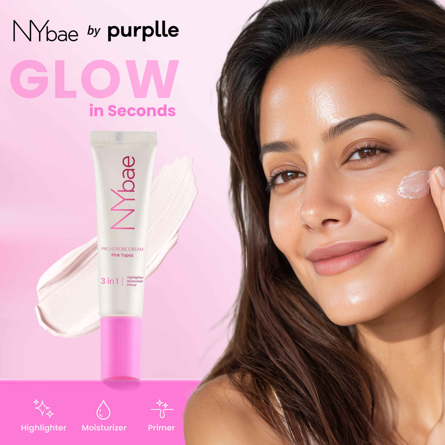 Buy NY Bae PRO Strobe Cream - Pink Topaz (12 gm) | Primer + Highlighter + Moisturizer | Dewy Makeup | Glowing Korean Skin | Best Suited For Normal To Dry Skin - Purplle