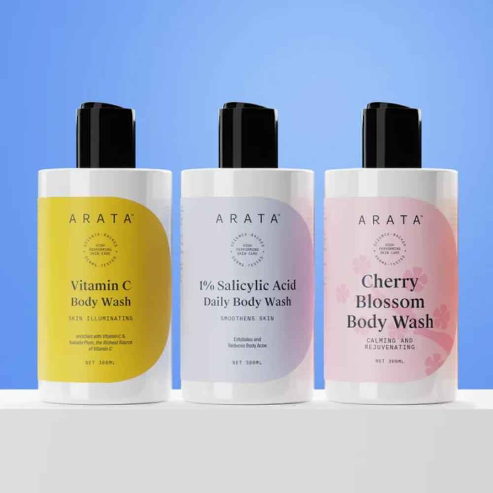 Buy Arata Fresh Fushion Trio Body wash (Cherry Blossom 300 ml + 1% Salicylic Acid 300ml + Vitamin C 300 ml) - Purplle