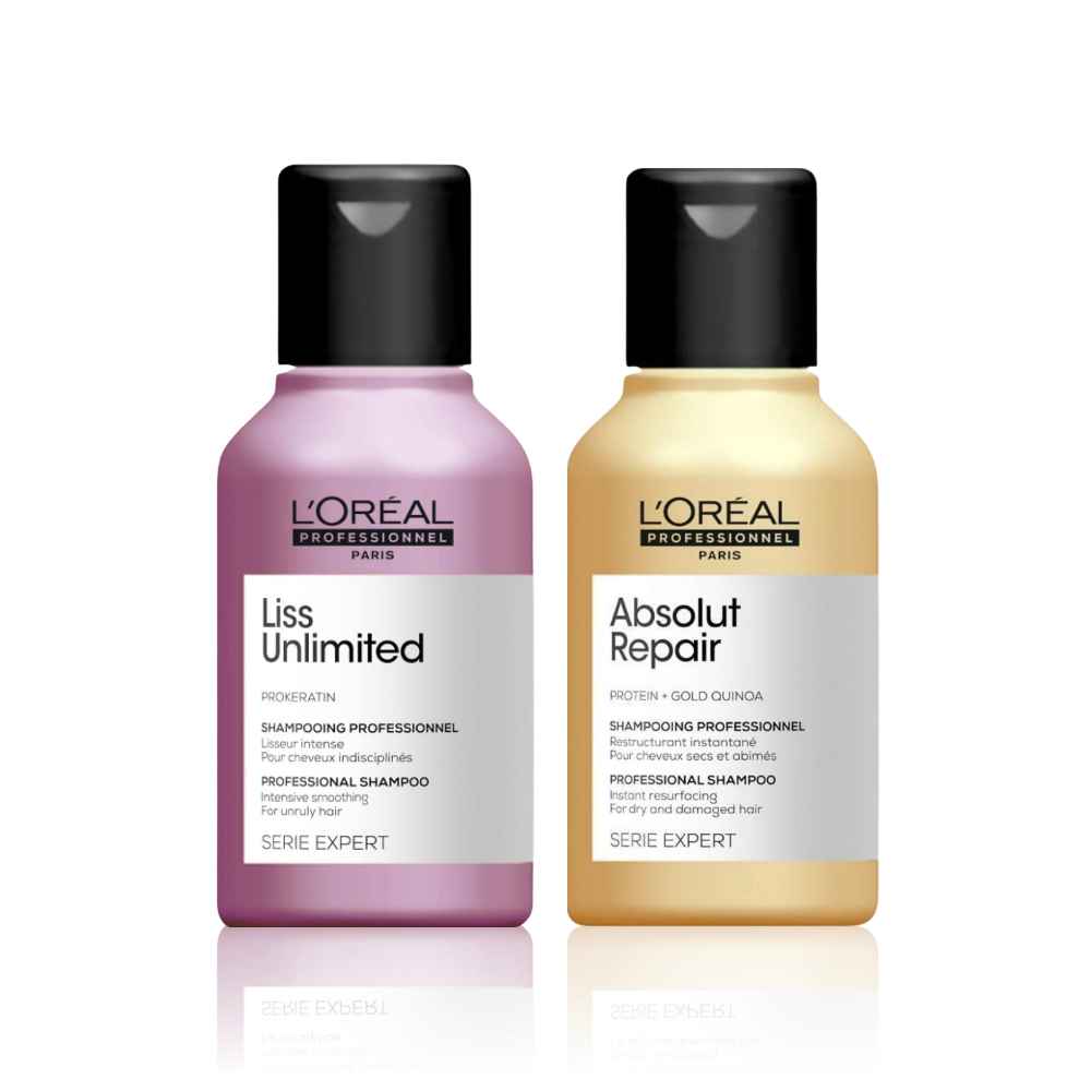 Buy L'Oreal Professionnel Combo of Absolut Repair Shampoo and Liss Unlimited Shampoo Minis (50ml + 50 ml) - Purplle
