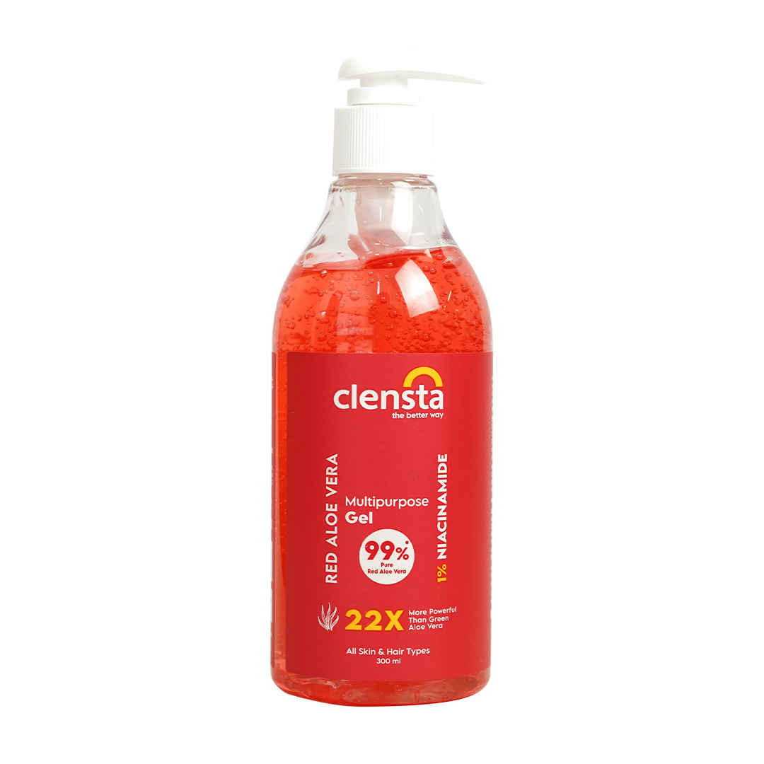 Buy Clensta Red Aloe Vera Gel 22x MORE POWERFUL Than Normal Aloe Vera For Skin and Hair With 99% Pure Aloe Vera Gel and 1% Niacinamide | Hydrating, Moisturizing & Glowing Skin | For Women & Men All Skin Type - 300ml - Purplle