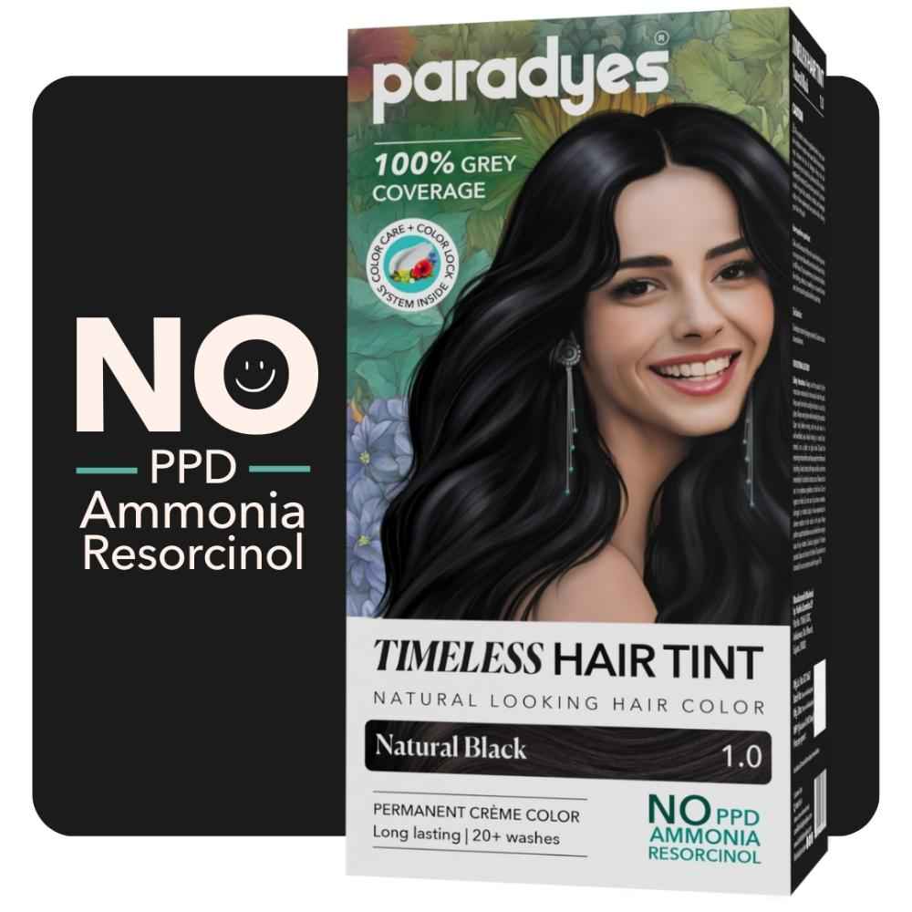 Buy Paradyes Natural Black Timeless Permanent Creme Hair Colour for Grey Coverage, 1.0 Natural Black - 0.23 gm - Purplle