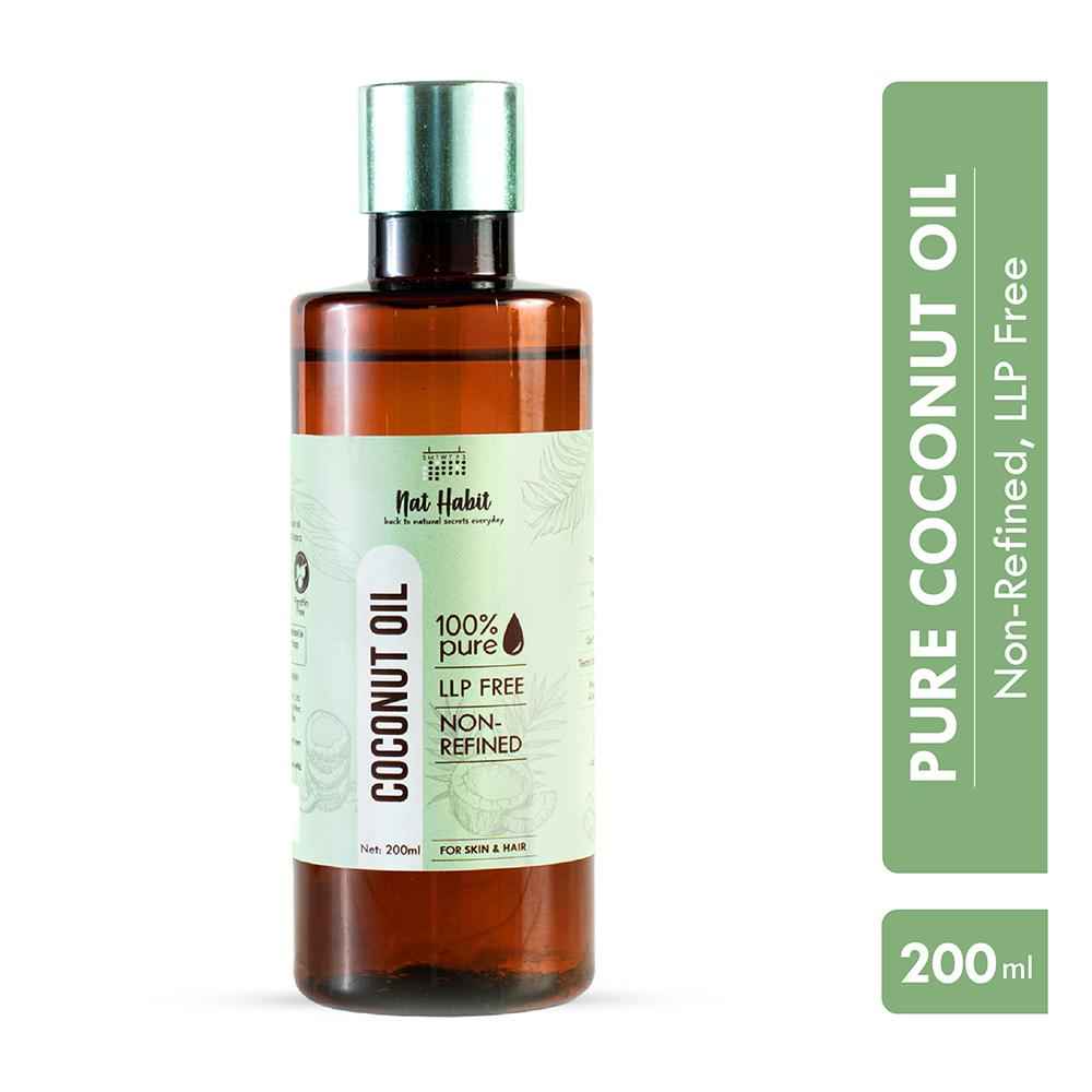 Buy Nat Habit 100% Pure Coconut Oil| Hair Growth|Skin Care|Chemical Free| Vit-E Hair Oil (200 ml) - Purplle