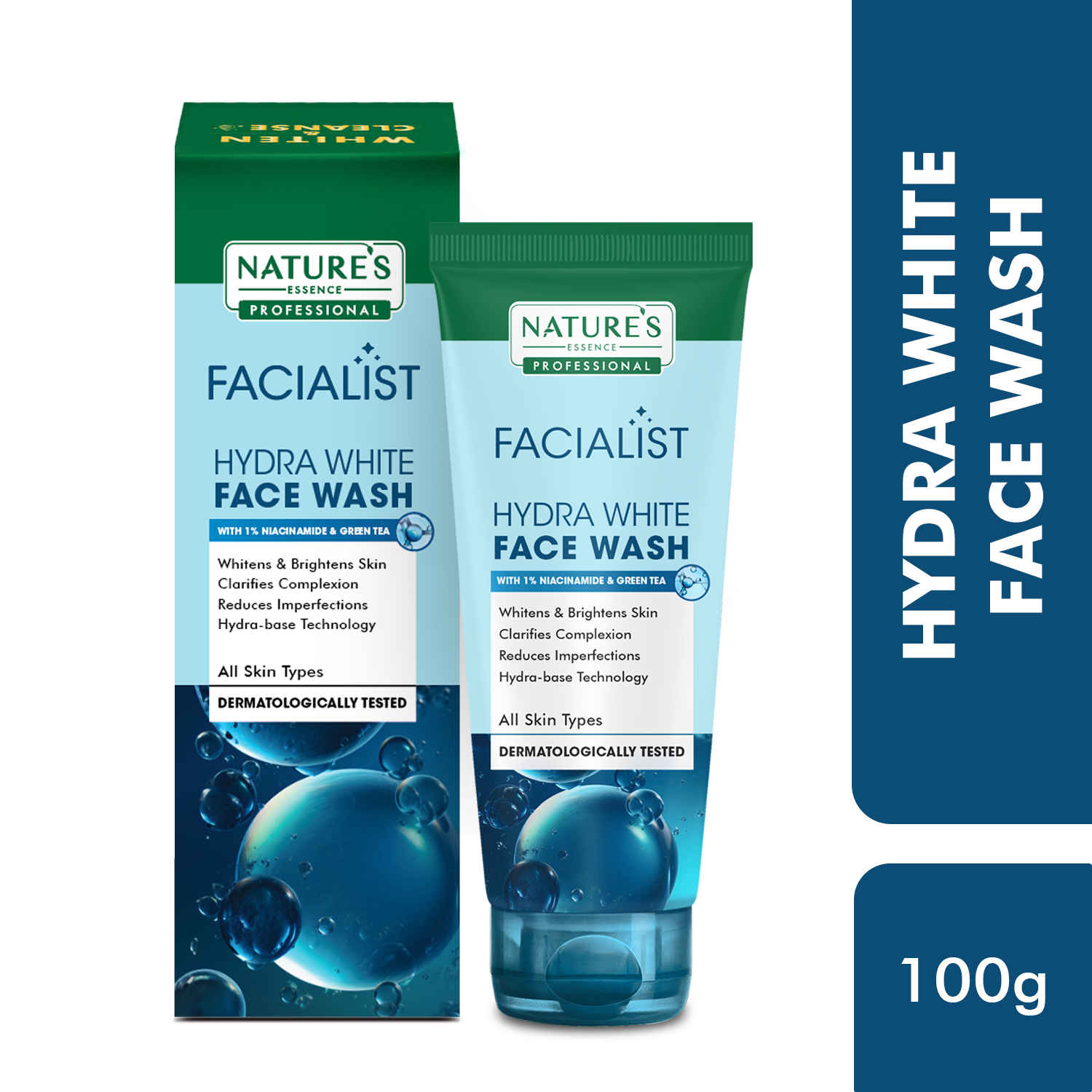 Buy Nature's Essence Professional Hydra White Face Wash for women infused with Niacinamide, Tea tree extract and Chamomile Flower extract, Whitens and Brightens Skin 100 gm - Purplle
