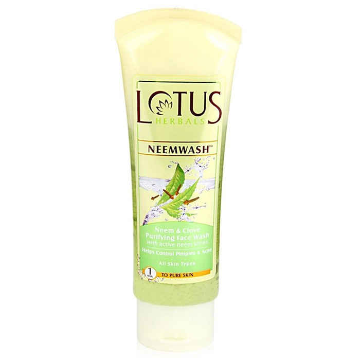 Buy Lotus Herbals Neemwash Neem & Clove Ultra Purifying Face Wash With Active Neem Slices | Suitable For Oily To Combination Skin | For Acne Prone Skin | 80 ml - Purplle