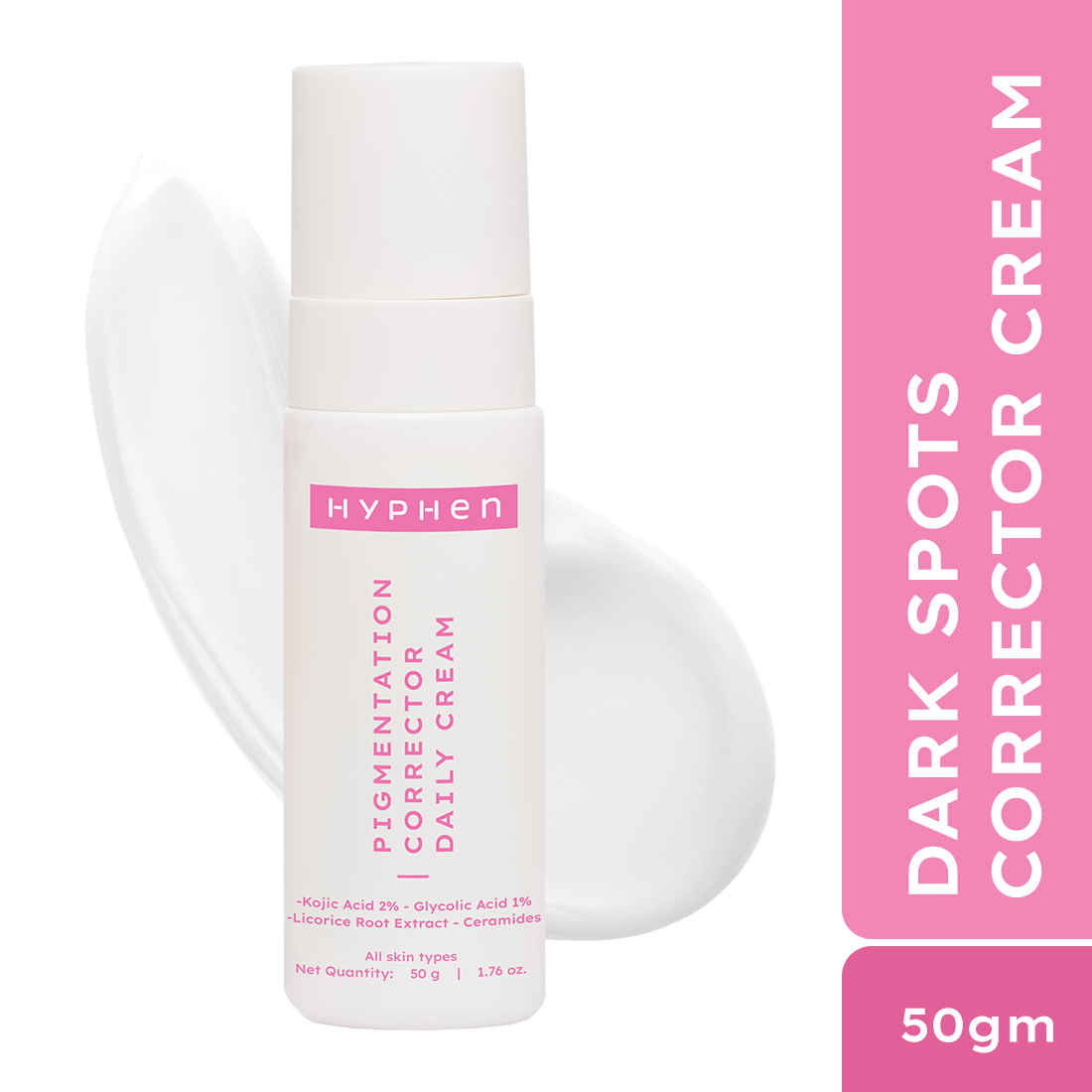 Buy Hyphen Pigmentation Corrector Daily Cream With 2% Kojic Acid | Moisturizes & Treats Pigmentation | Reduces Dark Spots & Brightens Skin - 50 gm - Purplle