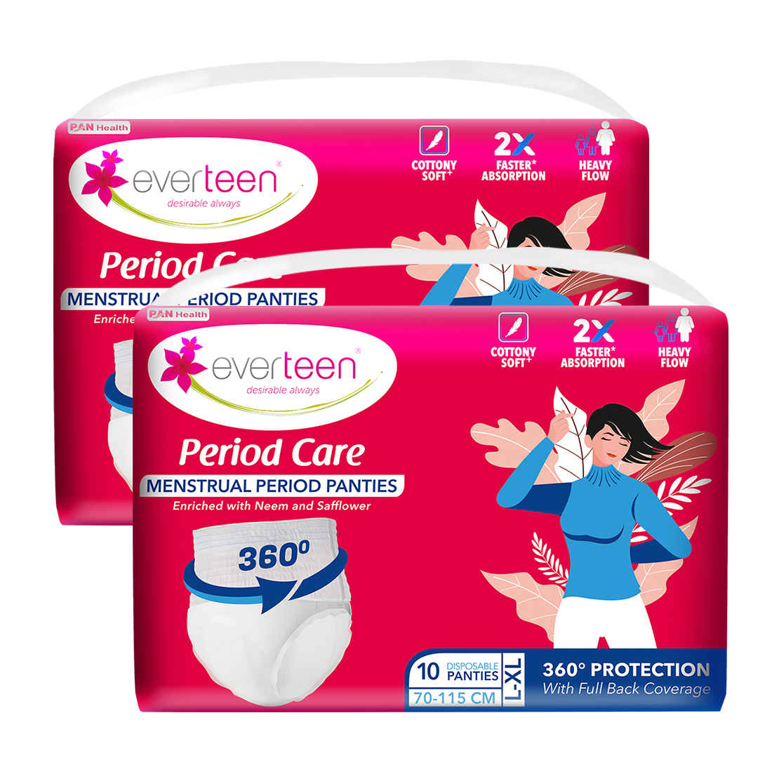 Buy everteen Period Care Disposable Period Panties, No Skin Irritant & Dermatologically Tested - Pack 2, (L-XL) 10 Pcs each - Purplle
