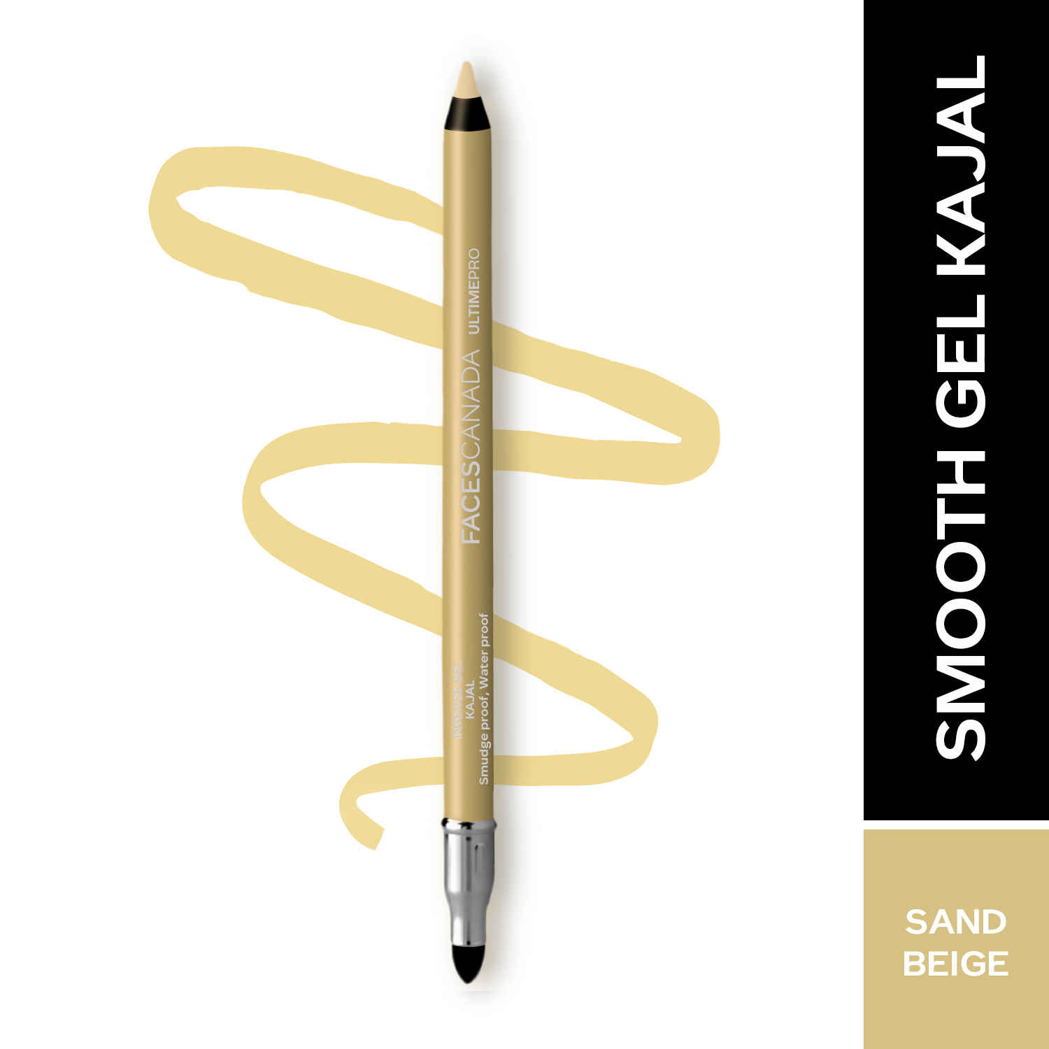 Buy FACES CANADA Ultime Pro Intense Gel Kajal With Smudger & Sharpener - Sand Beige, 1.2 gm | 24 Hr Long Stay | Waterproof & Smudgeproof | One Swipe Smooth Application | 3-in-1 Kajal, Eyeliner - Purplle