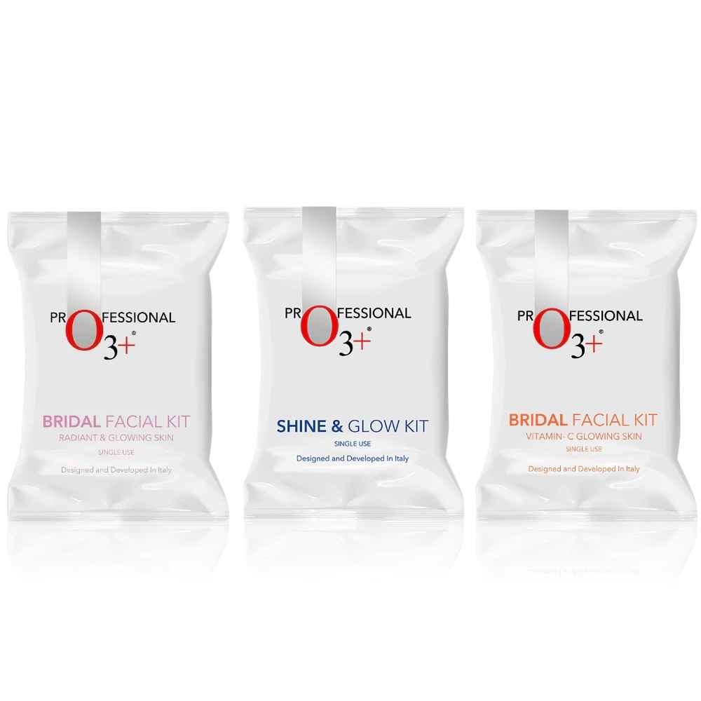 Buy O3+ Facial Kit Combo [Radiant (69 ml + 60 gm) + Glowing Skin(44 gm+103 gm) + Shine Kit 38 gm] - Purplle