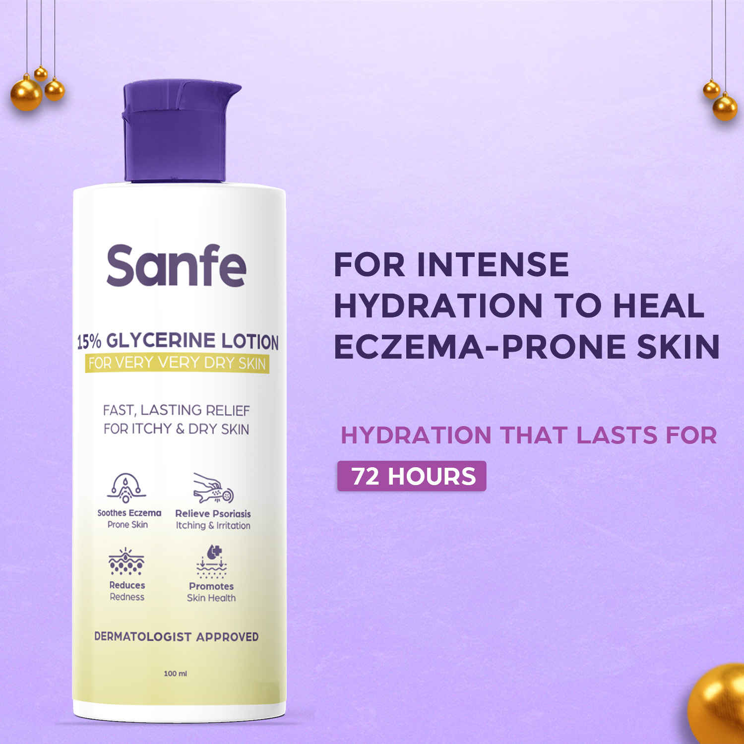 Buy Sanfe 15% Glycerine Lotion | For very very dry skin | Soothes Eczema, Relieve Irritation & Itching, Reduces Redness | Rapid Relief Formula - 100ml - Purplle