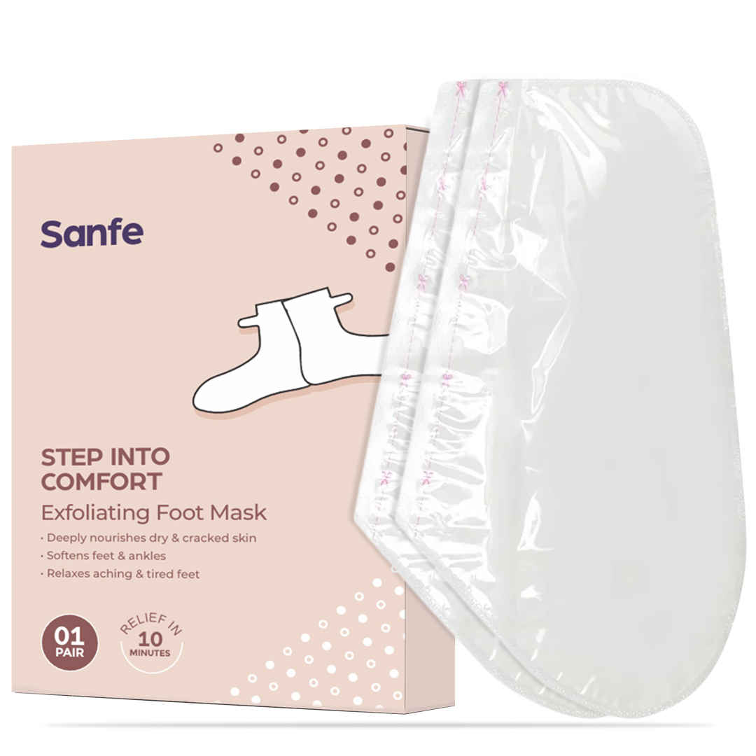Buy Sanfe Exfoliating Foot Mask | Nourish dry, cracked skin | Softens, Exfoliates, Hydrates | Removes Dry Skin & Hard Calluses | 1 Pair, For men & women - Purplle