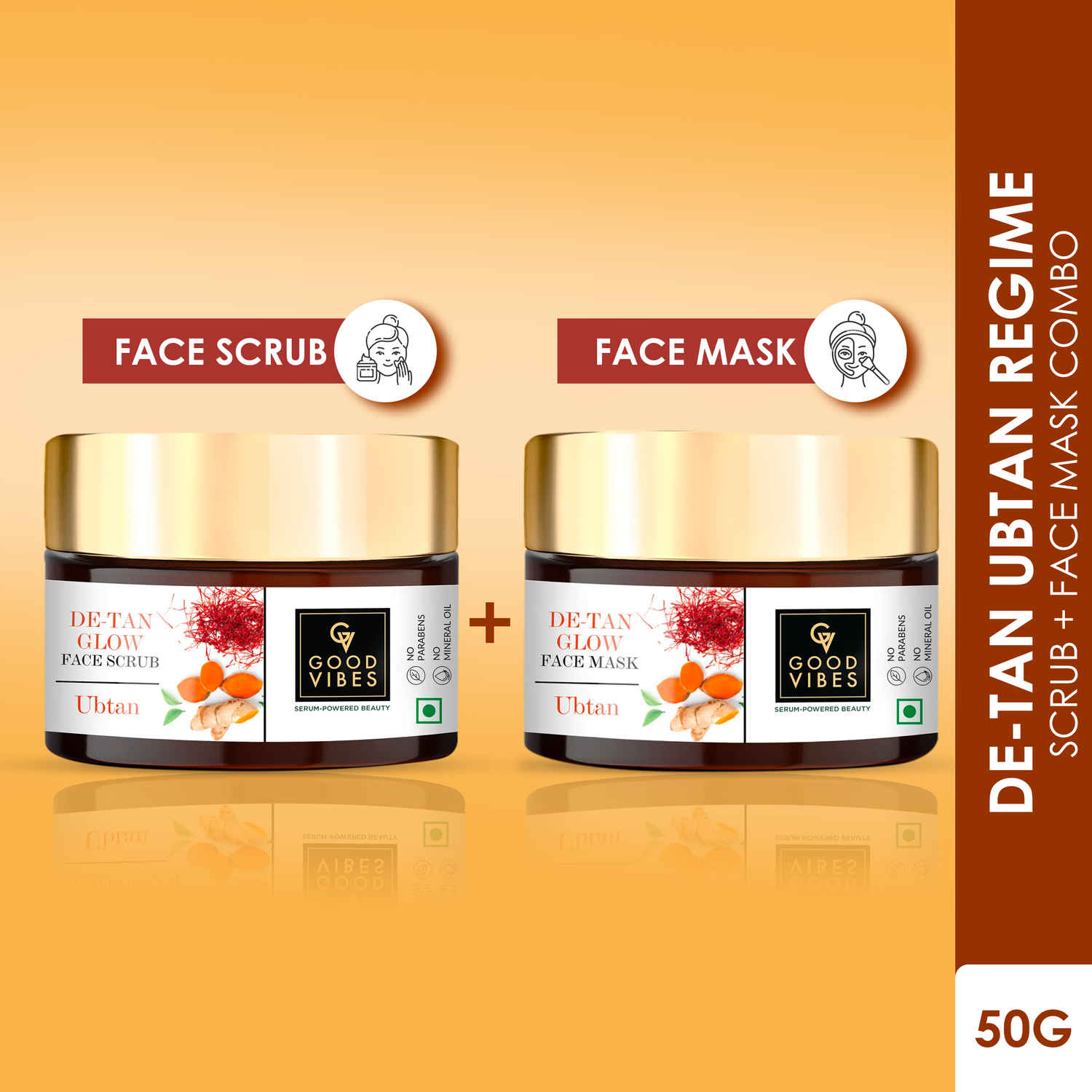 Buy Good Vibes Weekly De- tan Ubtan Regime (Scrub + Face Mask 50 gm) - Purplle