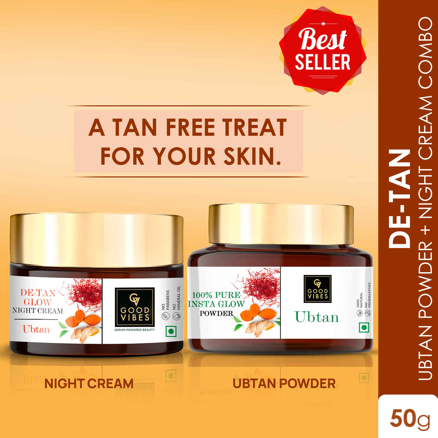 Buy Good Vibes Ubtan Insta Glow Powder (150 gm) + Ubtan Night Cream Duo(50 gm) : A Tan Free Treat for you Skin - Purplle