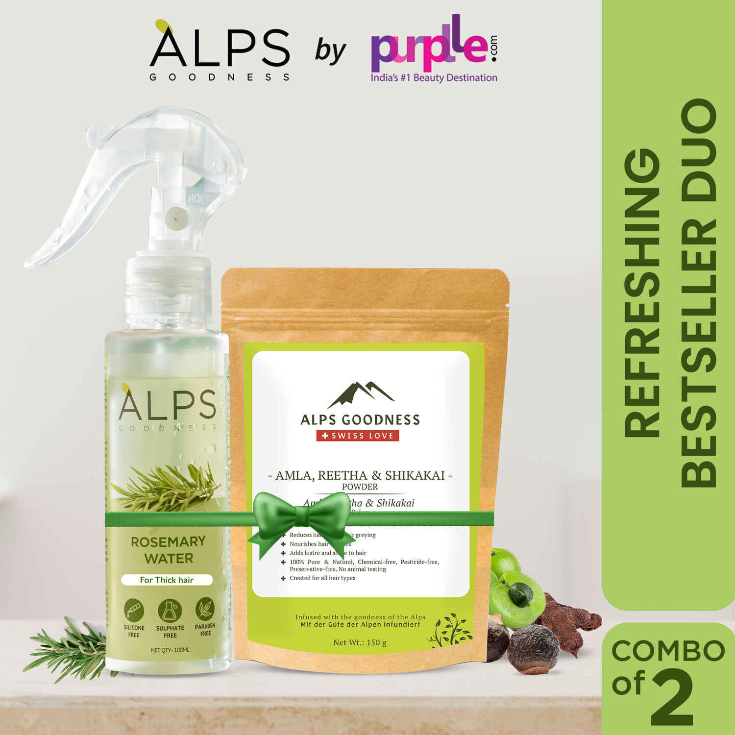 Buy Alps Goodness Hair Renewal Duo with Rosemary Water Spray (100 ml) & A mla Reetha Shikakai Powder | Hair Growth Experts | Long Thick Hair | Viral Rosemary Rinse | Hair mask - Purplle