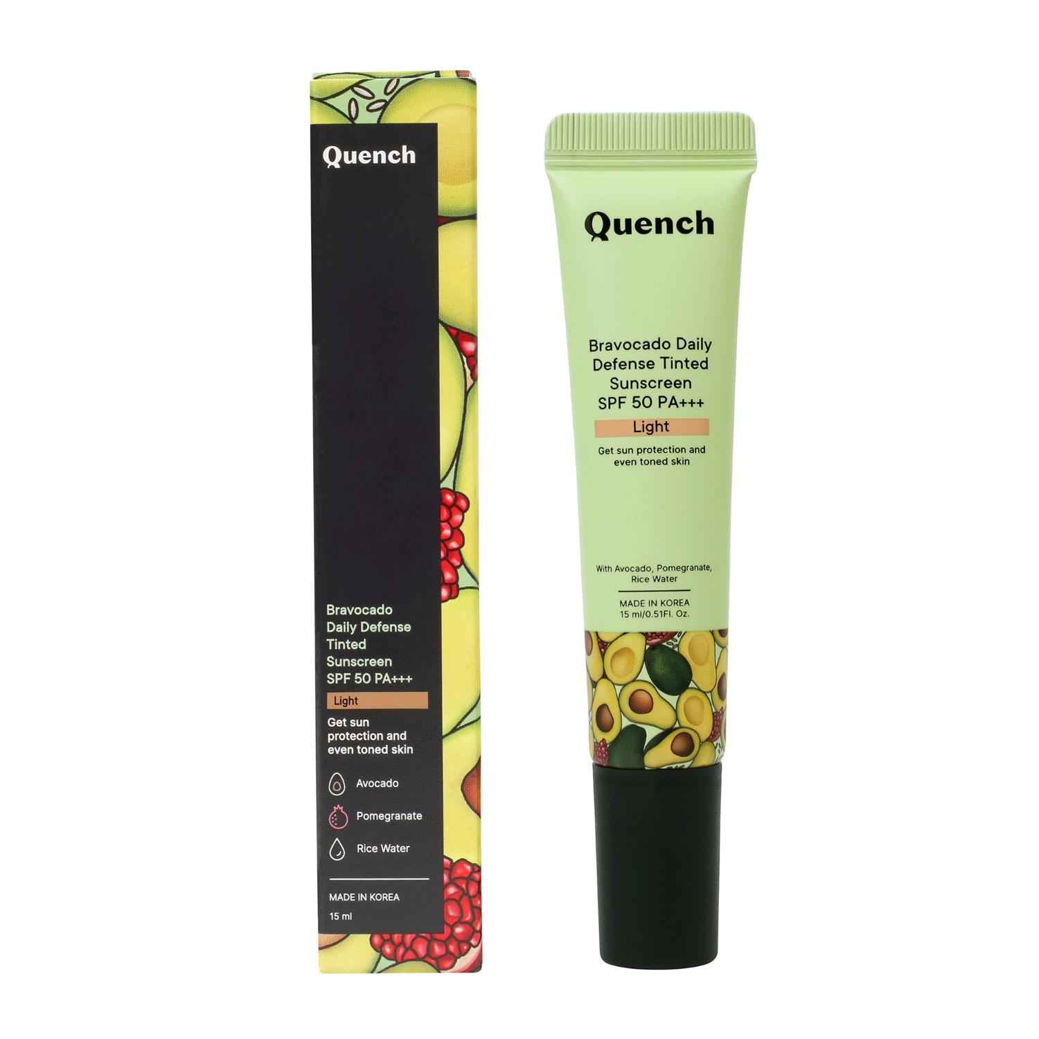 Buy Quench Botanics Vitamin E Tinted Spf 50 Sunscreen Pa+++ With Both Mineral & Chemical Actives (Light) - 15ml - Purplle
