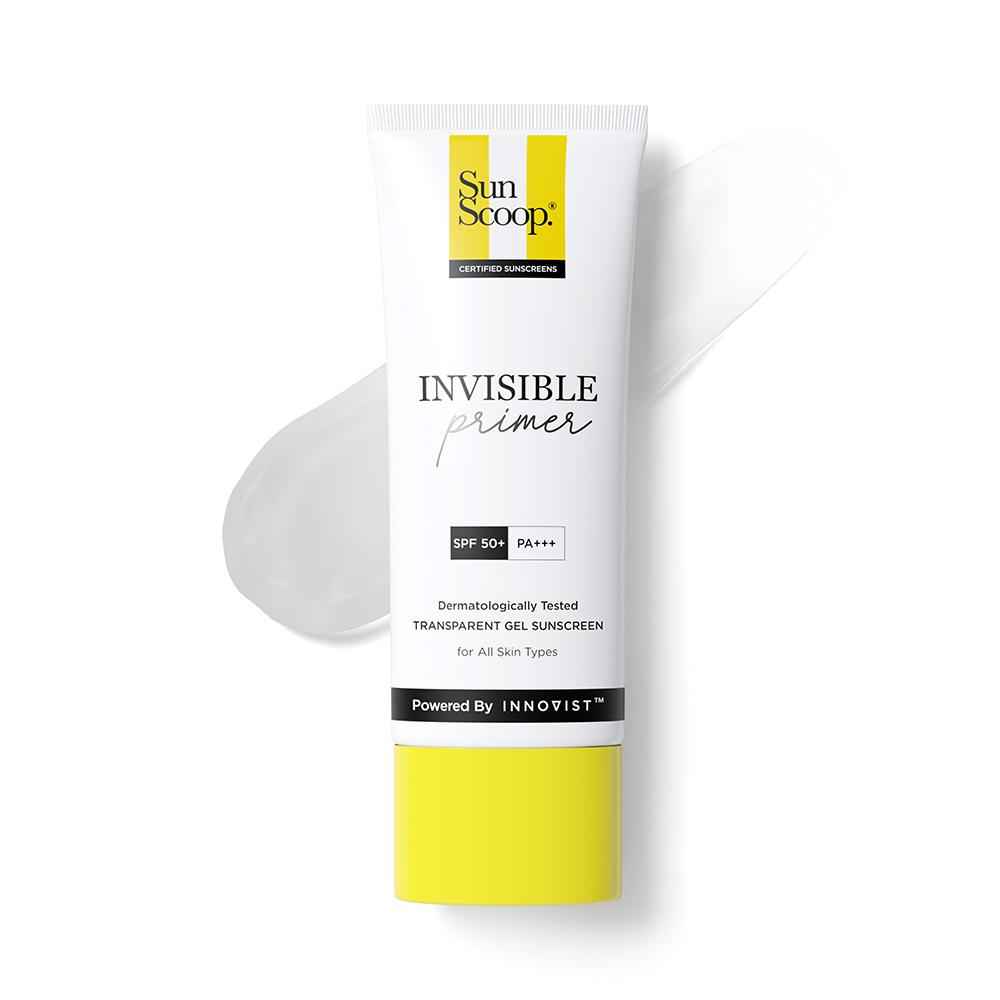 Buy SunScoop Invisible Primer Sunscreen Gel SPF 50 PA+++ | SPF 50 Gel Sunscreen for Dry & Oily Skin | Transparent Primer-Like Finish | Rice Extract & Vitamin E to Minimise Pores | Broad Spectrum, Non Comedogenic & No White Cast | For Women & Men | 45 gm - Purplle