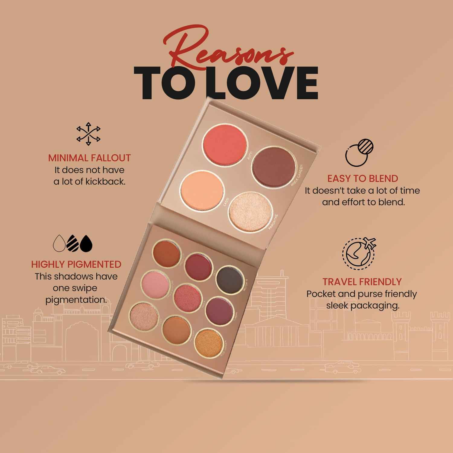 Buy MARS The City Paradise Makeup Kit | Highly Pigmented and Blendable | 9 Eyeshadow Palette with 1 Highlighter, Blusher, Bronzer & Compact Powder each (16 gm) (08-Ahmedabad) - Purplle