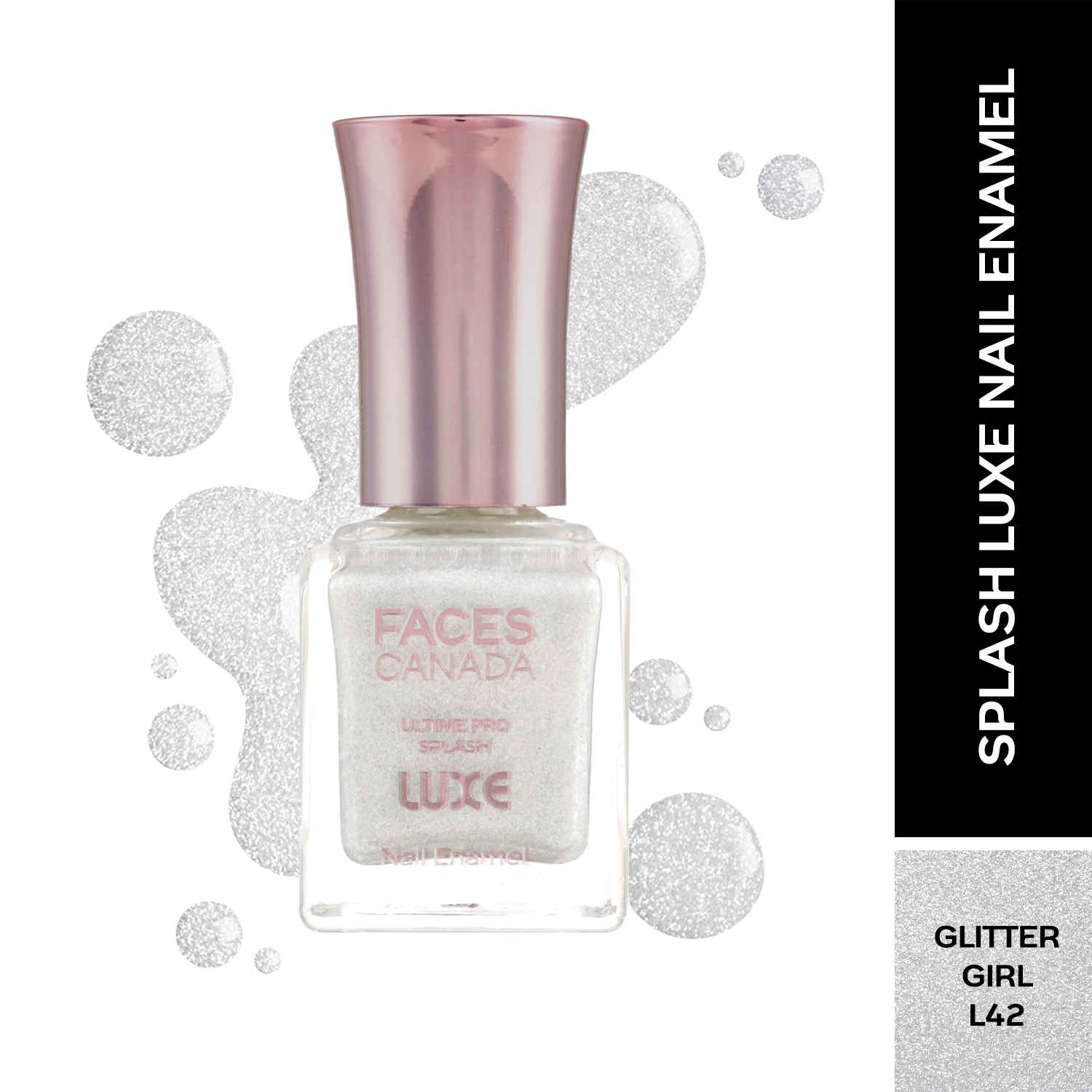 Buy FACES CANADA Ultime Pro Splash Luxe Nail Enamel - Glitter Girl (L42), 12 ml | Glossy Finish | Quick Drying | Long Lasting | High Shine | Chip Defiant | Even-Finish | Vegan | Non-Toxic | Ethanol-Free - Purplle