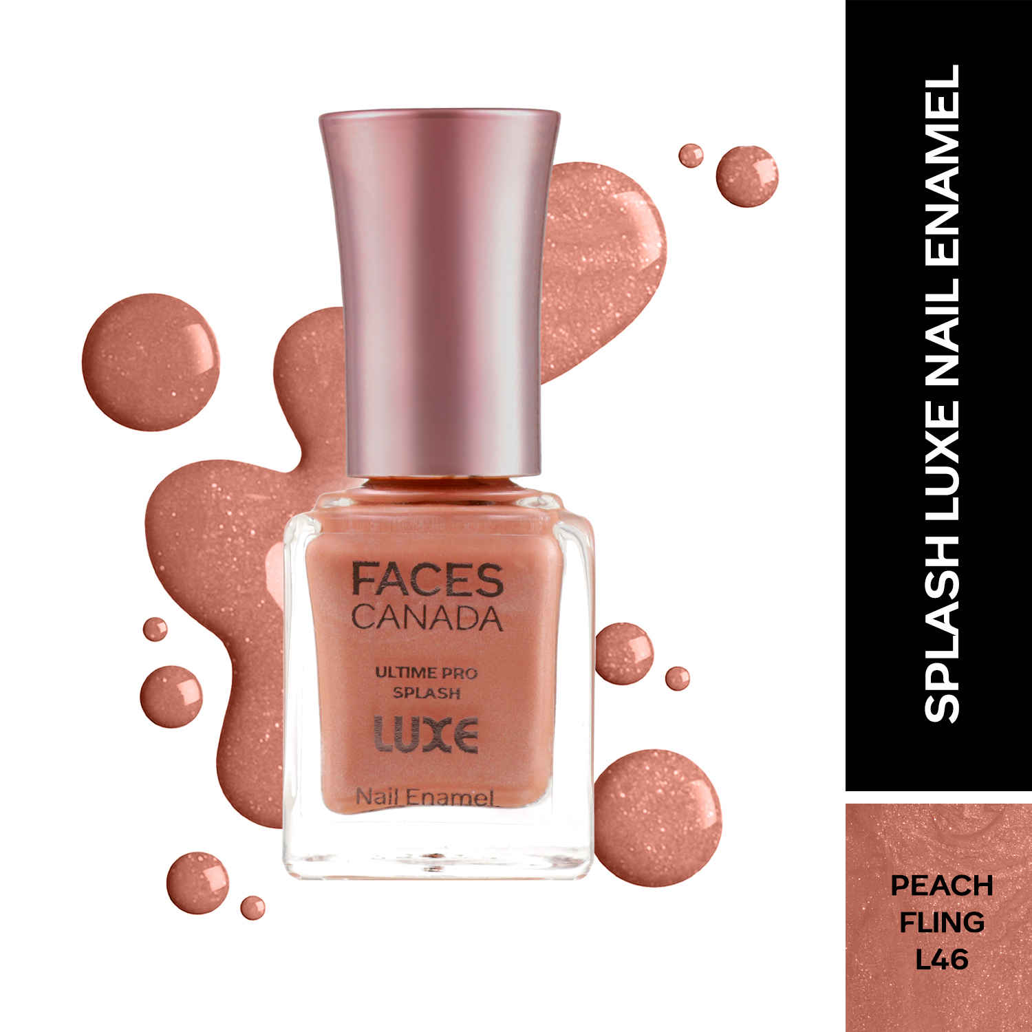 Buy FACES CANADA Ultime Pro Splash Luxe Nail Enamel - Peach Fling (L46), 12 ml | Glossy Finish | Quick Drying | Long Lasting | High Shine | Chip Defiant | Even-Finish | Vegan | Non-Toxic | Ethanol-Free - Purplle