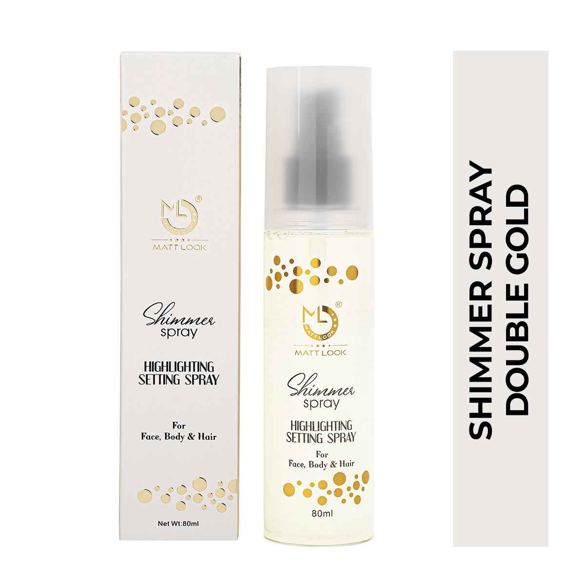 Buy Mattlook Shimmer Highlighting Setting Spray for Face, Body & Hair, Double Gold 002 (80 ml) - Purplle