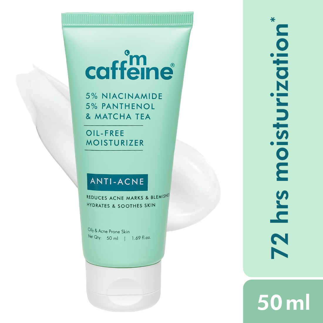 Buy mCaffeine 5% Niacinamide, 5% Panthenol & Matcha Tea Oil-Free Moisturizer | Reduces Acne Marks, Hydrates | For Oily, Acne Prone Skin - 50 ml - Purplle