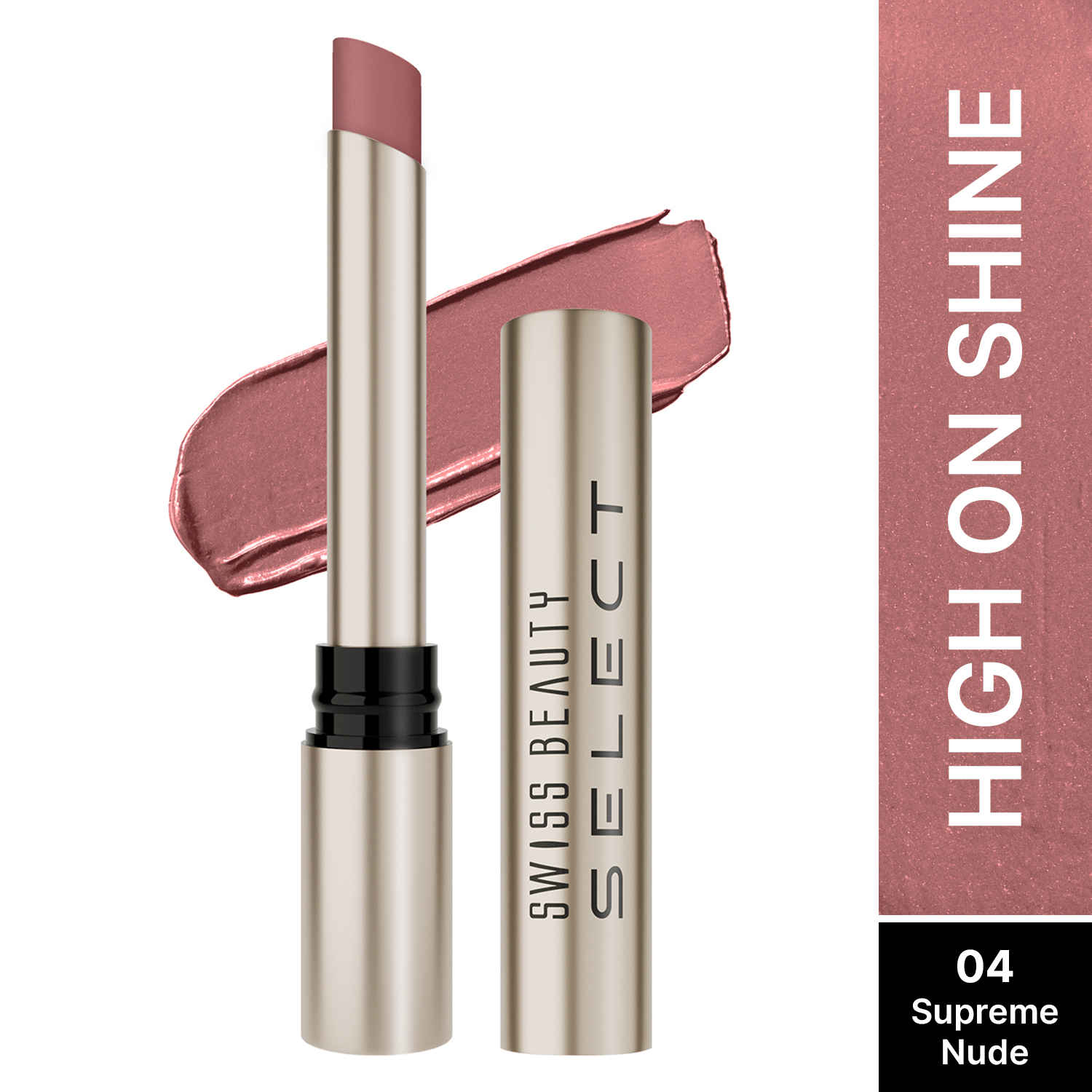 Buy Swiss Beauty Select High On Shine Creamy Lipstick | With Mirror-shine finish | Enriched with Vitamin E |4 Supreme Nude 1 gm - Purplle