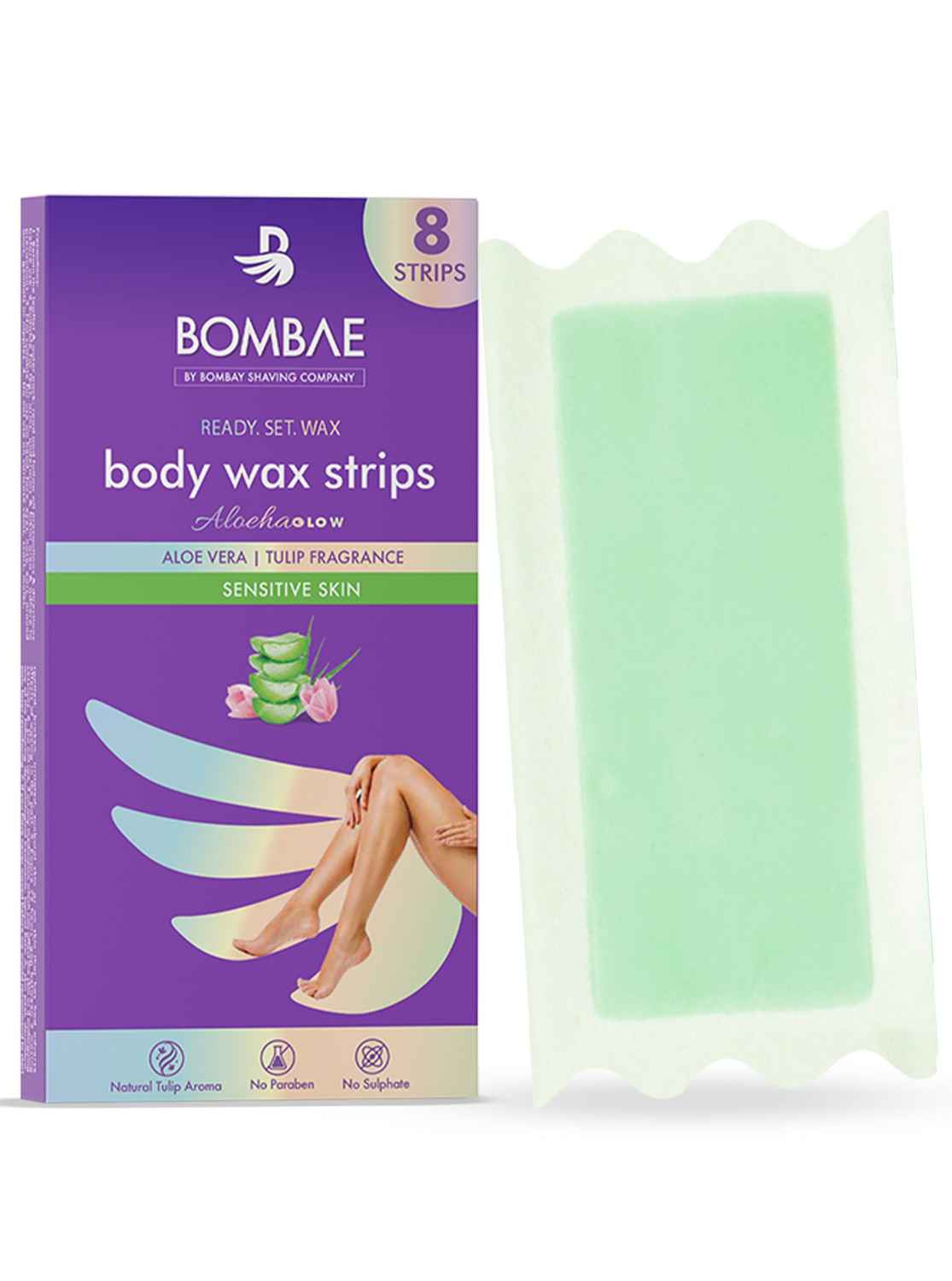 Buy Bombae 8 Body Wax Strips - Sensitive Skin 7.5*15.5 cm each - Purplle