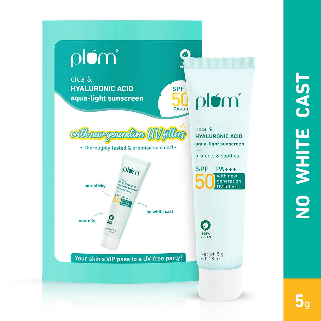 Buy Plum Cica Aqua-Light Sunscreen SPF 50 (5 gm)_Enveloped Pack - Purplle