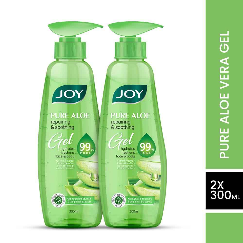 Buy Joy Pure Aloe Repairing & Soothing Aloe Vera Gel for Face & Body (Pack of 2 X 300 ml) - Purplle