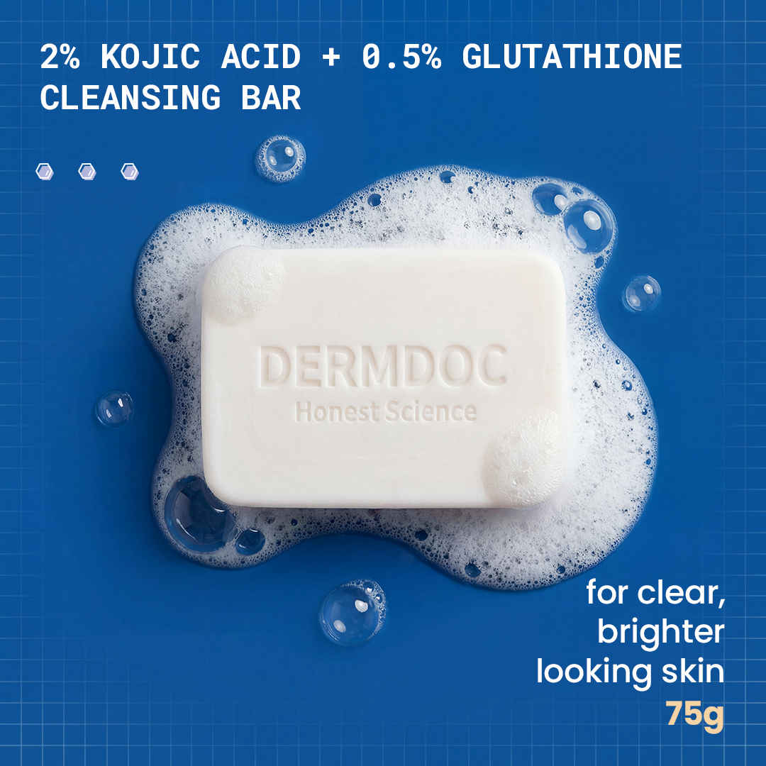 Buy DERMDOC 2% Kojic Acid and 0.5% Glutathione Cleansing Bar (75 gm) | Brightening | Gentle Cleansing Action | Sensitive Skin Friendly - Purplle