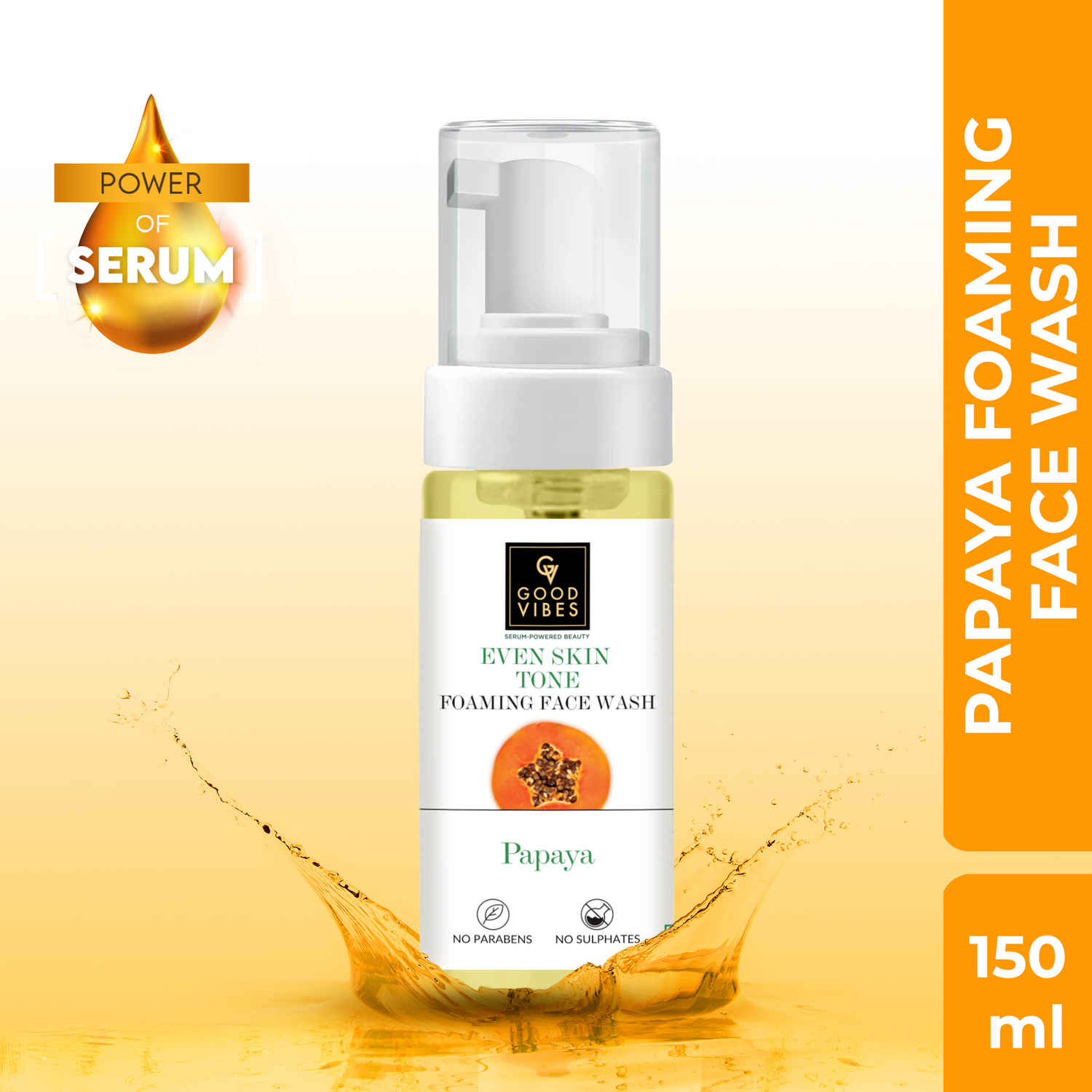 Buy Good Vibes Papaya Even Skin Tone Foaming Facewash 150 ml - Purplle