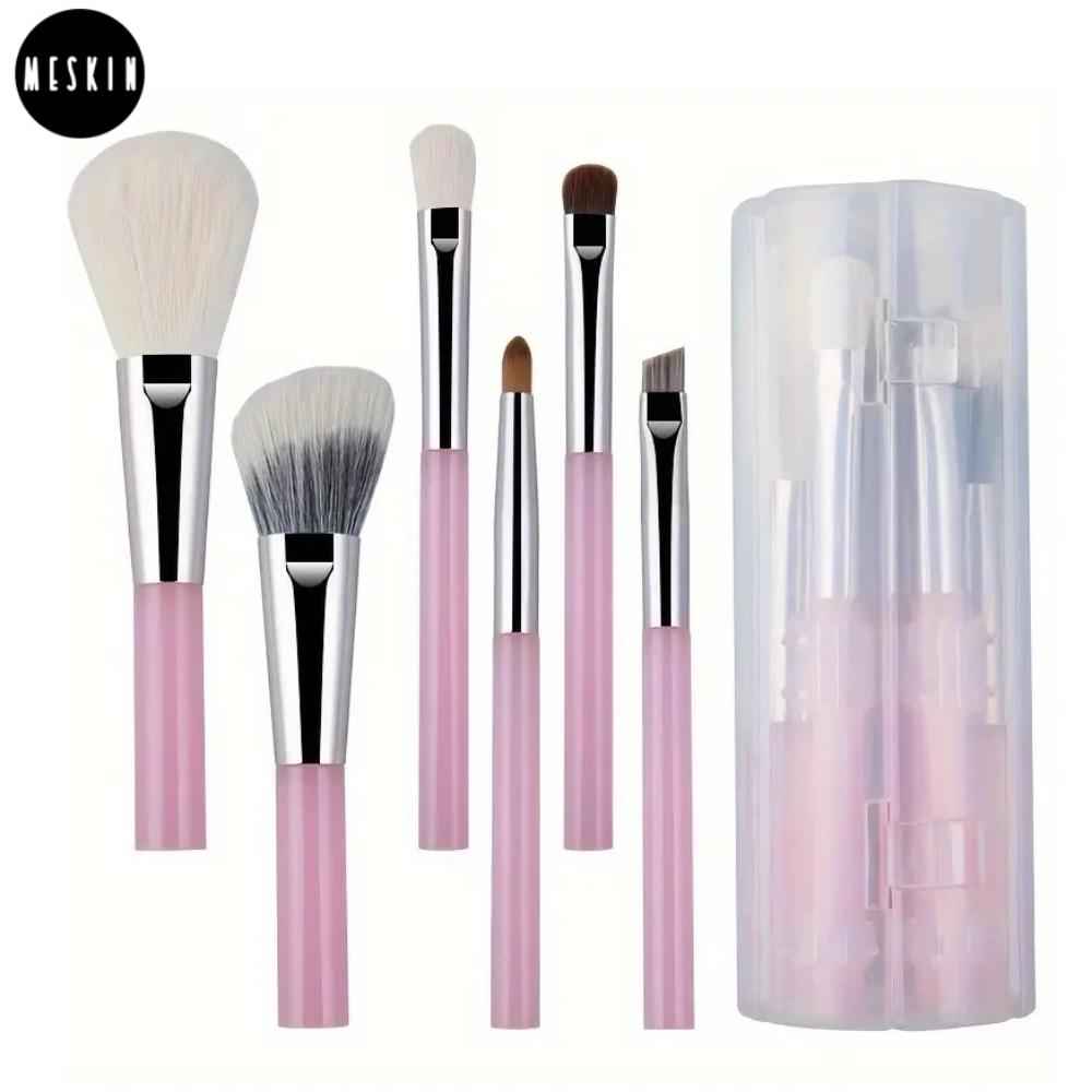 Buy MeSkin Makeup Brush Set of 6: Premium Design for Easy, Precise Application on Face, Eyes, and Brows | Cruelty-Free, Super Soft Bristles for Unparalleled Precision (Pink) - Purplle