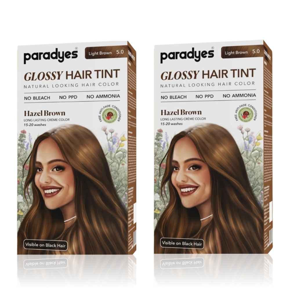 Buy Paradyes Hazel Brown Glossy Hair Tint Semi-Permanent Creme Color For Natural Black Hair (Pack of 2) - Purplle