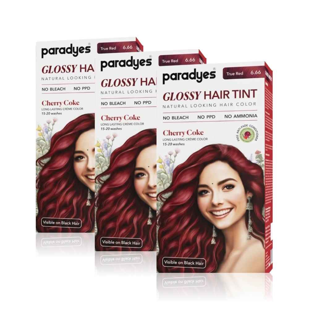 Buy Paradyes Cherry Coke Glossy Hair Tint Semi-Permanent Creme Color For Natural Black Hair (Pack of 3) - Purplle