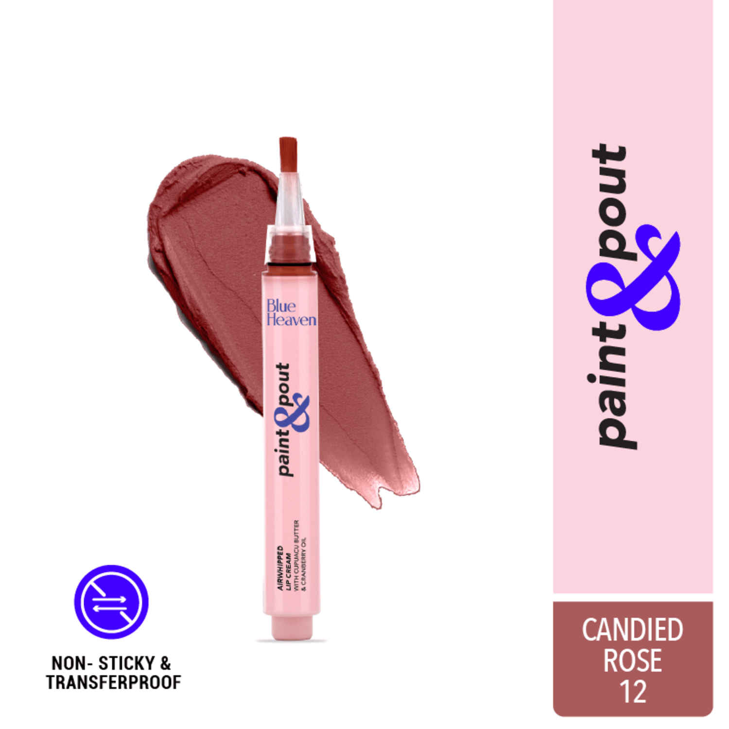 Buy Blue Heaven Paint & Pout Airwhipped Lip Cream, Light weight, Soft Matte Lipsticks for Women - Candied Rose 12, 2 ml - Purplle