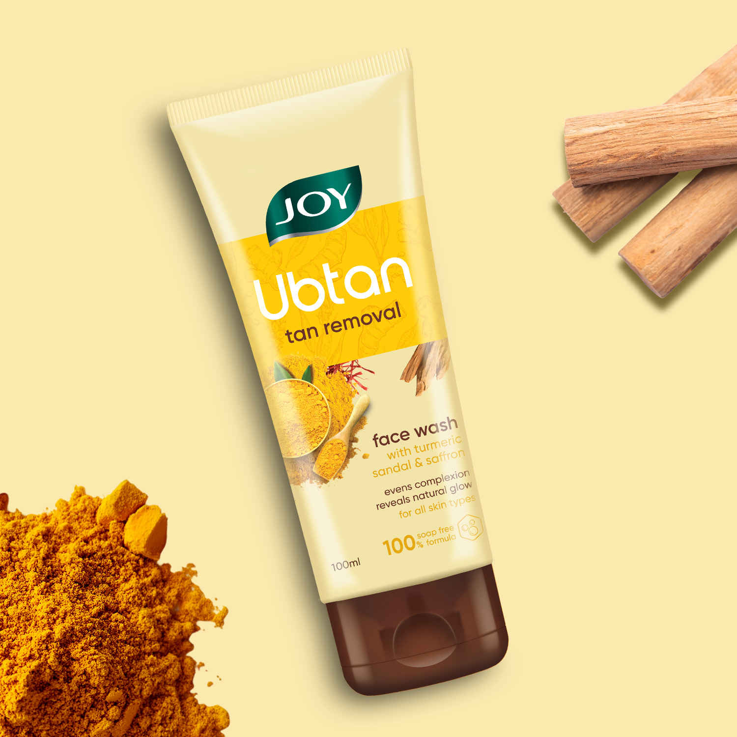 Buy Joy De Tan Ubtan Face Wash - Removes Tan, Dirt & Blemishes For a Naturally Glowing Skin (100 ml) | Enriched with Turmeric, Saffron & Rose Water | Suitable for All Skin Types - Purplle