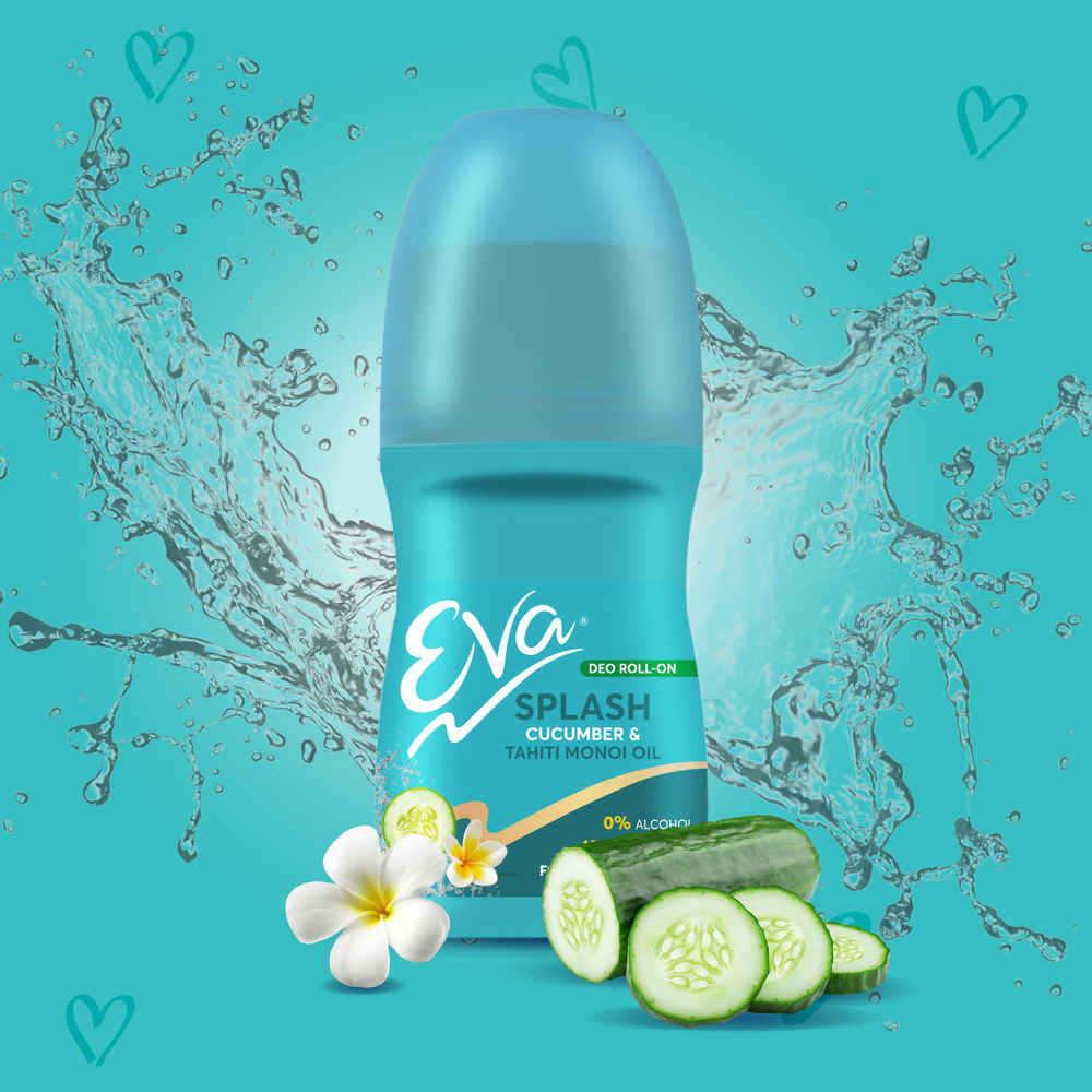 Buy Eva Splash Deo Roll On - Cucumber & Tahiti Monoi Oil, 50 ml - Purplle