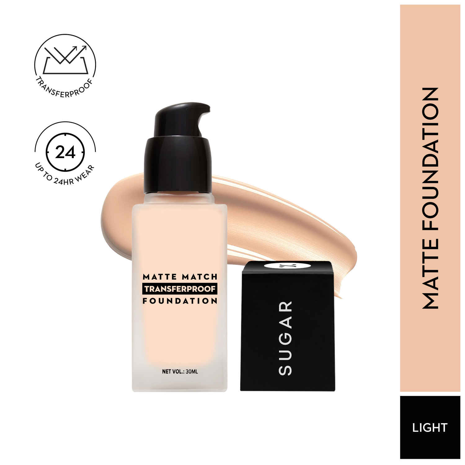 Buy SUGAR Cosmetics Matte Match Transferproof Foundation | Upto 24 hr wear | Transferproof & Waterproof | 30ml (15 Cappuccino) - Purplle