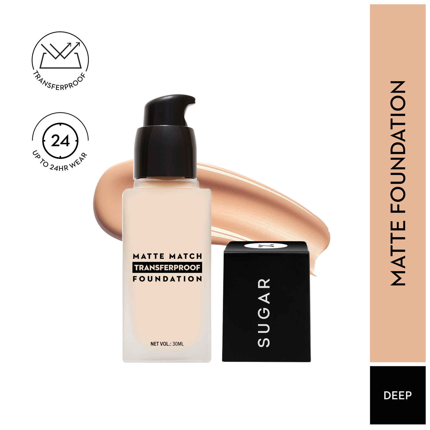 Buy SUGAR Cosmetics Matte Match Transferproof Foundation | Upto 24 hr wear | Transferproof & Waterproof | 30ml (52 Corretto) - Purplle