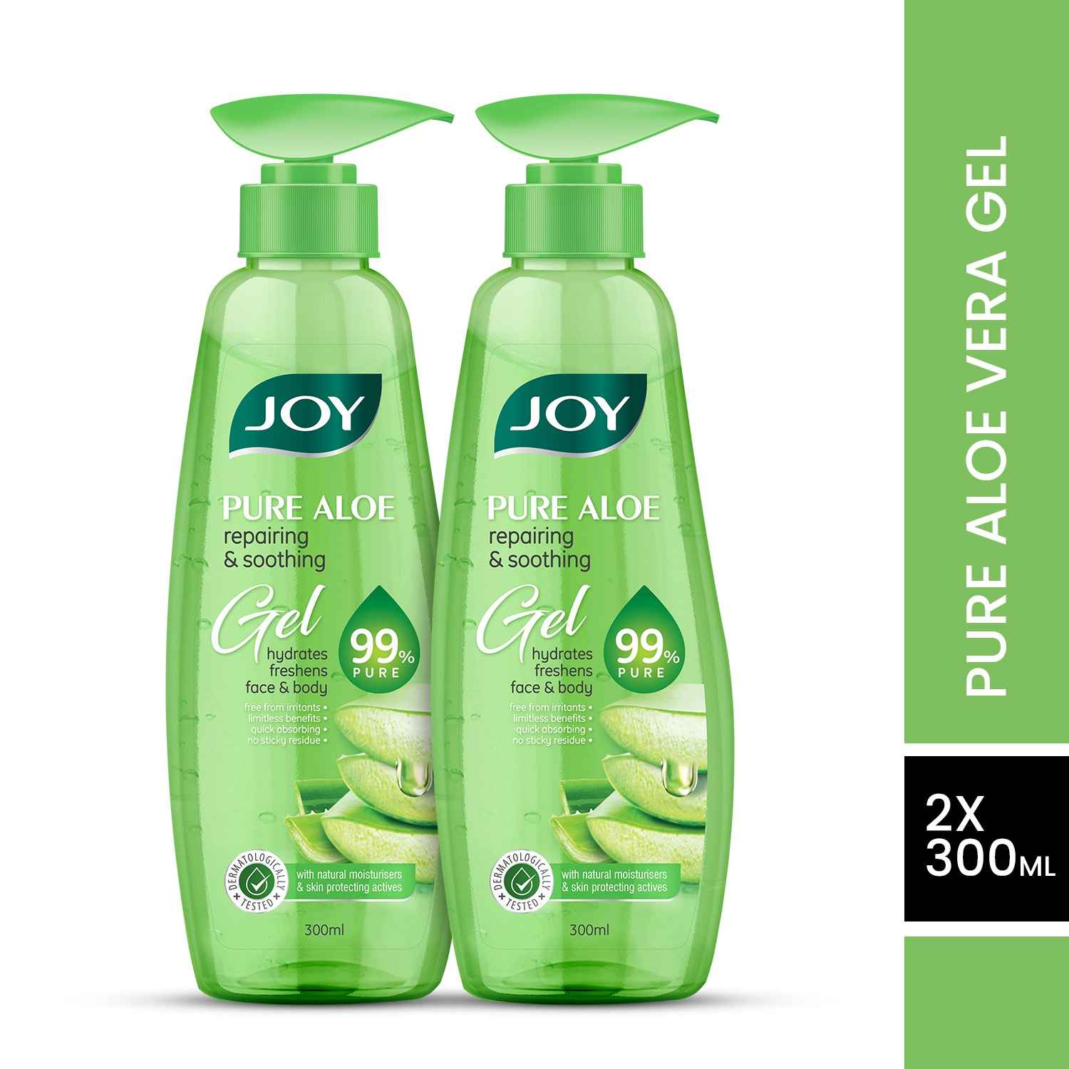 Buy Joy Pure Aloe Repairing & Soothing Aloe Vera Gel for Face & Body (300ml x 2) - Pack of 2 - Purplle