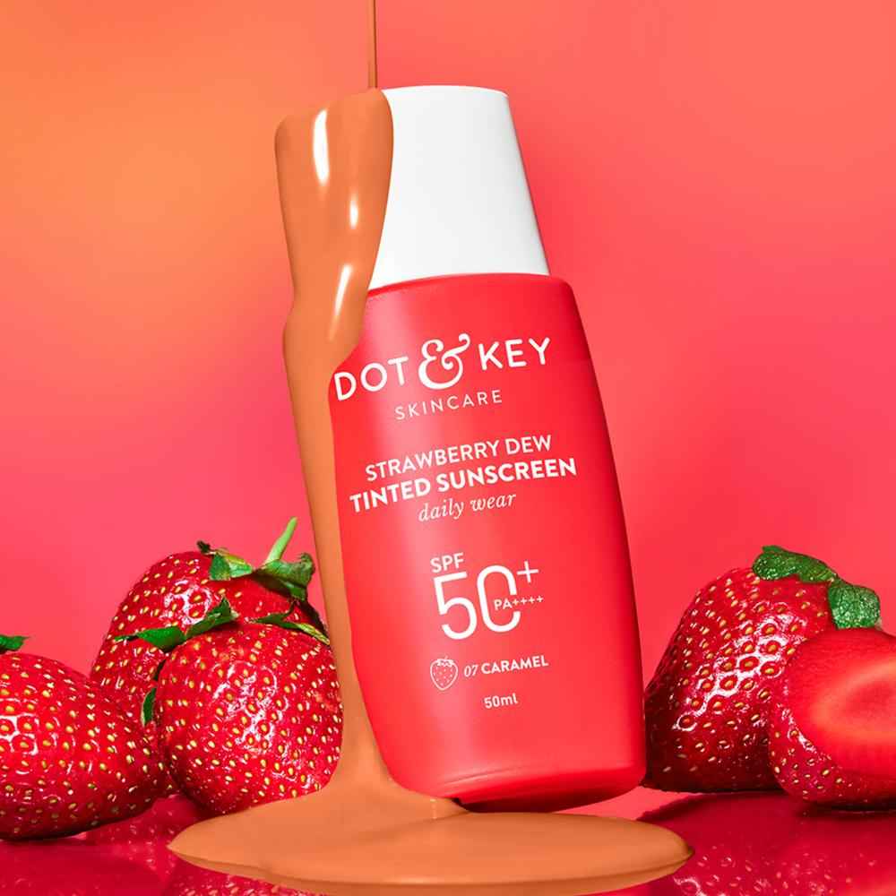 Buy Dot & Key Strawberry Dew Tinted Sunscreen Spf 50+ Pa++++ - 07 Caramel - 50 ml - Purplle