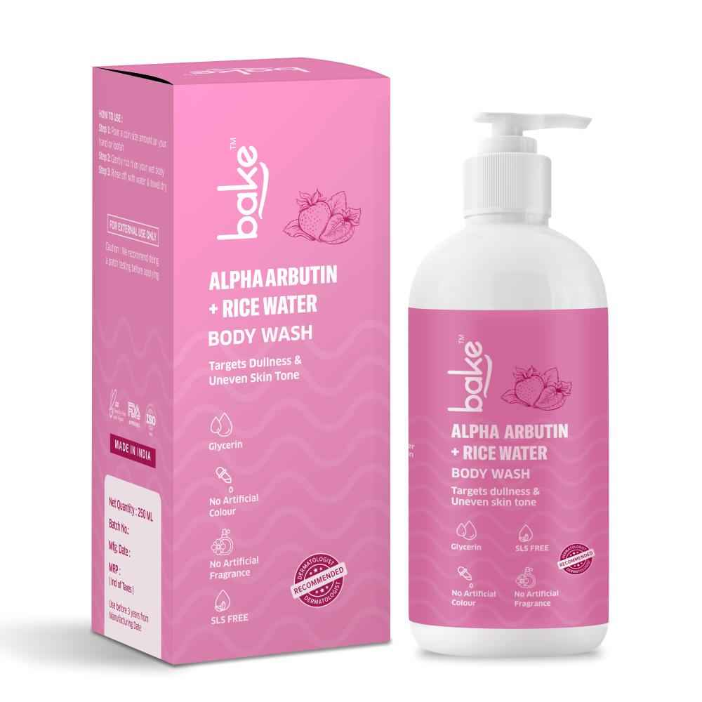 Buy BAKE Alpha Arbutin Body Wash for Dark Spots & Uneven Skin Tone With Kojic Acid & Rice Water | Brightens Skin & Reduces Pigmentation 250ml - Purplle