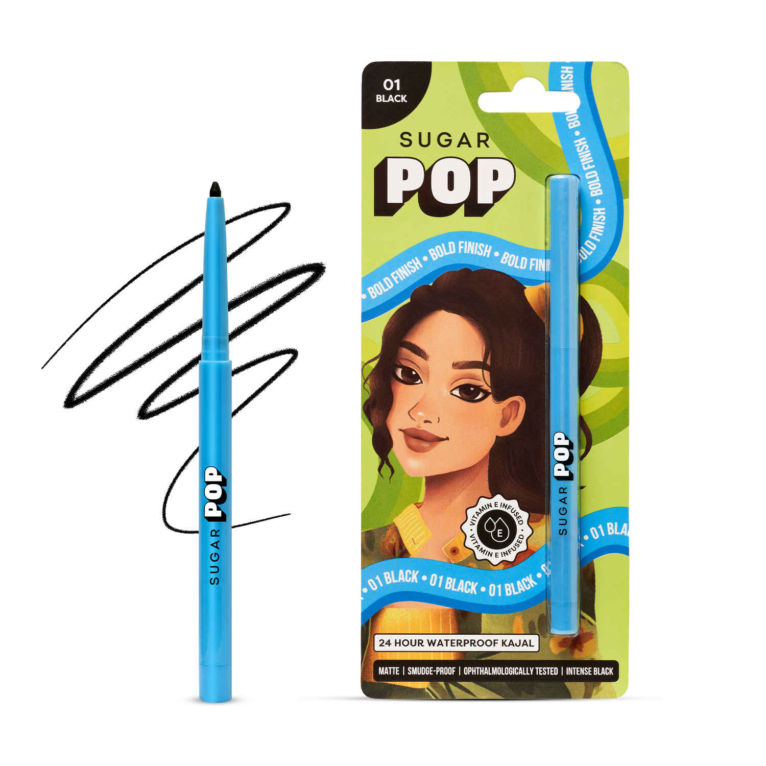 Buy SUGAR POP 24 Hour Waterproof Kajal - Black - Super pigmented | Smudge-proof | 24 hour wear formula | Sharpener included - Purplle