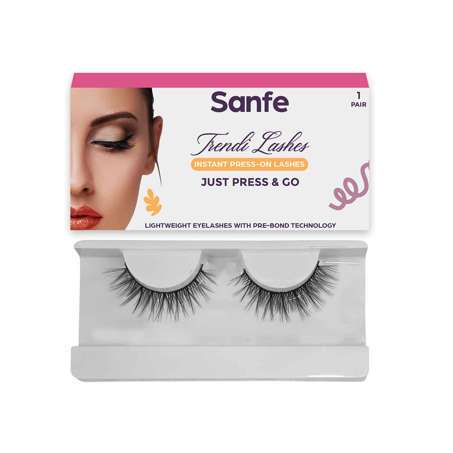 Buy Sanfe Instant Press On Lashes | False Eyelash, Eye Makeup | Long Lasting, Natural Look, No Glue Required | P12, 1 pair - Purplle