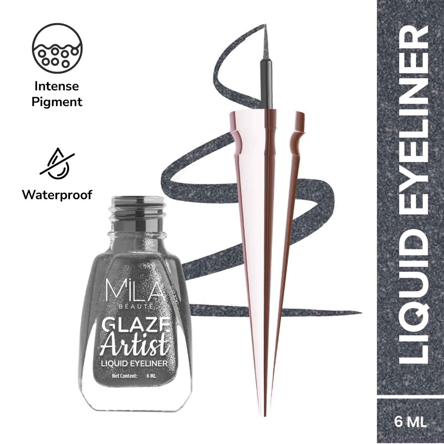 Buy MILA BEAUTE Glaze Artist Liquid Eyeliner Waterproof & Smudgeproof Quick Dry Formula - Magical Grey (6 ml) - Purplle