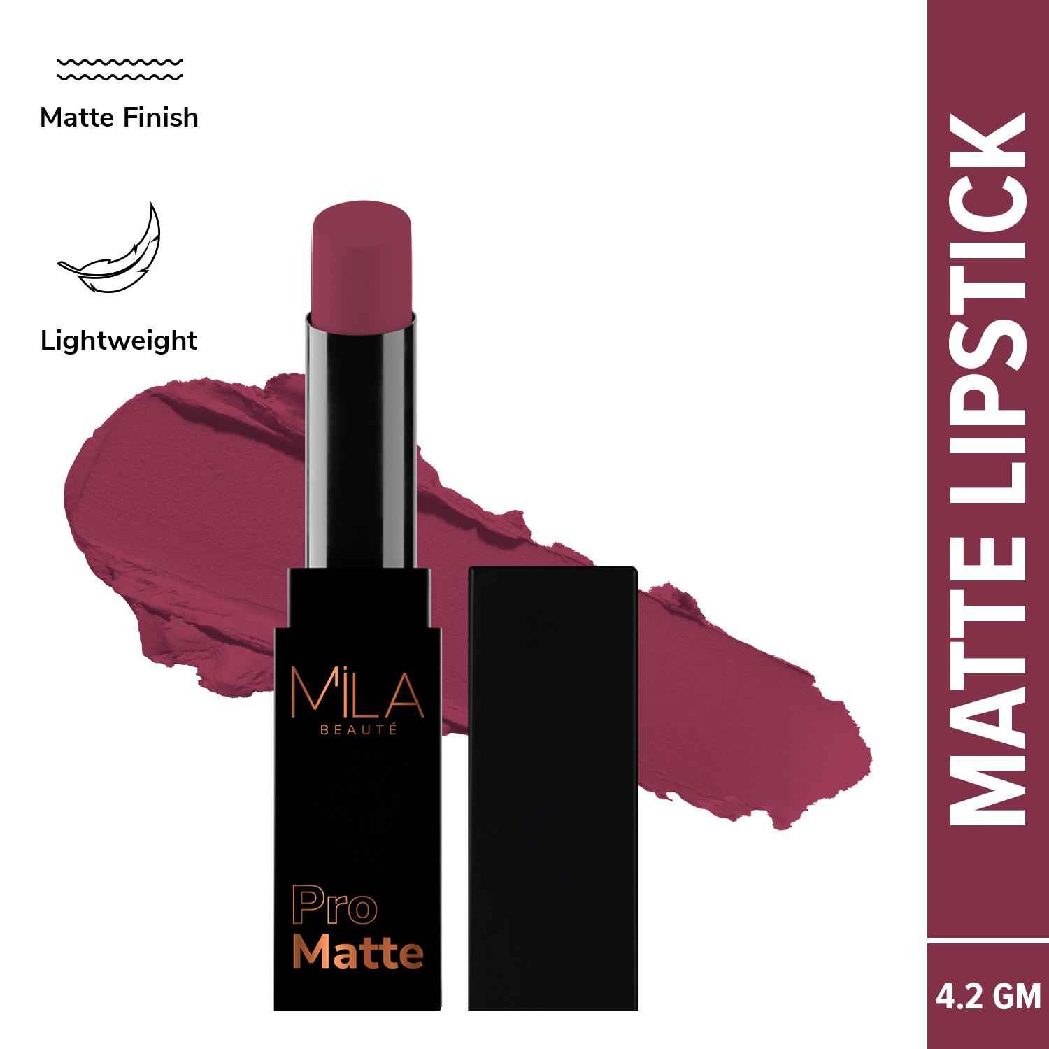 Buy MILA BEAUTE Pro Mattes Lipstick Luxurious Creamy Matte Texture - 21 Begumjaan (4.2 gm) - Purplle