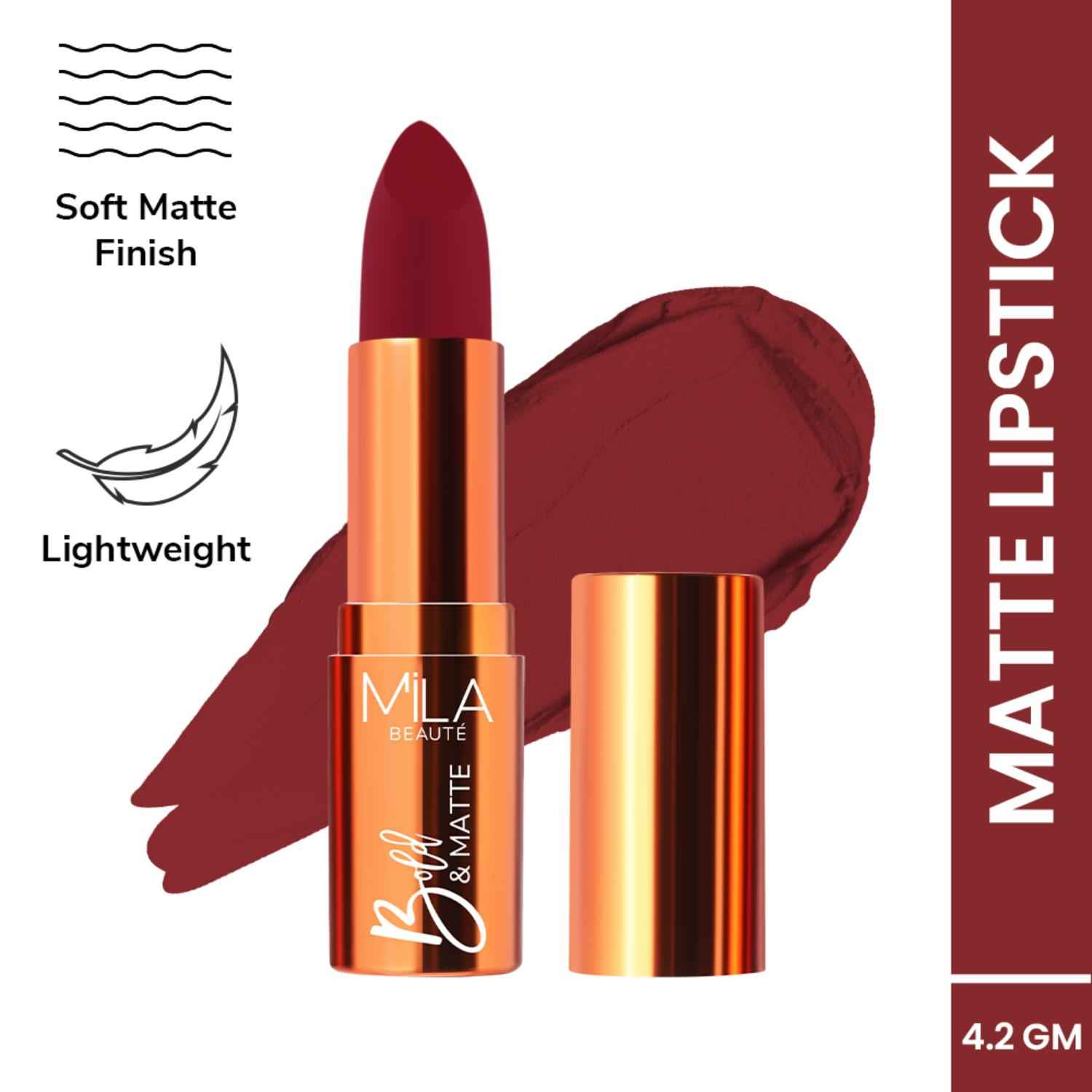 Buy MILA BEAUTE Bold & Matte Lipstick Soft Matte Finish - 6 Dare Devil (4.2 gm) - Purplle